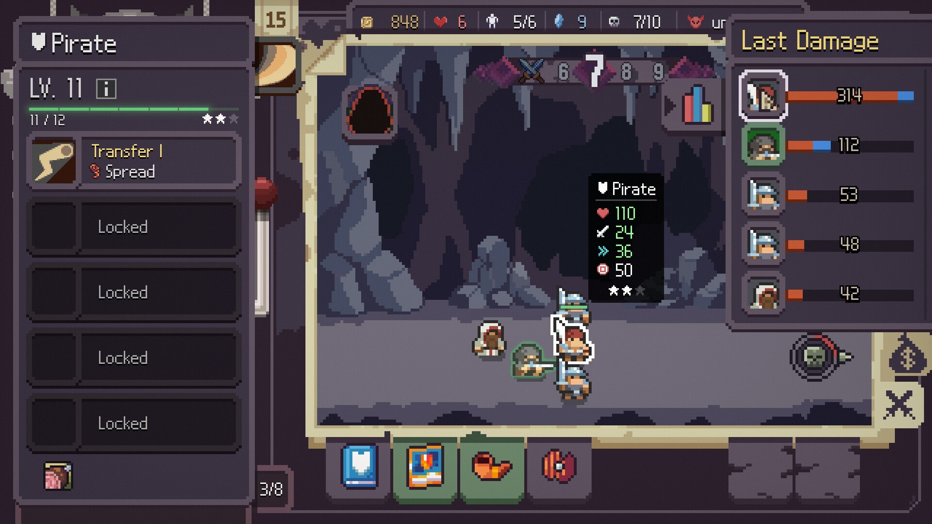 Slotbound demo gameplay showing 3x3 slot machine and auto-battler combat