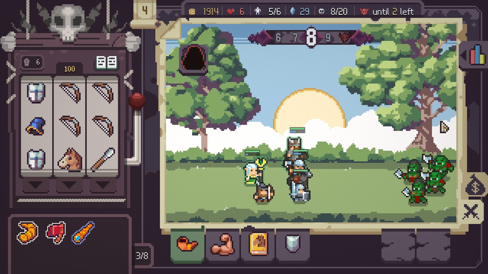 Slotbound demo wave combat with evolved units on the battlefield
